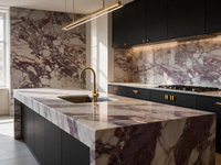 Dalles de marbre Calacatta Viola Bagley violet haut de gamme en pierre naturelle, table basse sur mesure, comptoirs de cuisine intérieurs/extérieurs pour hôtels
