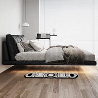 Lit flottant en cuir véritable, style italien minimaliste moderne, lit double de luxe, rembourrage en duvet, chambre principale haut de gamme