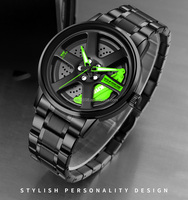 Montre Sportive Homme Personnalisée en Gros, Design Créatif Unique, Quartz, Marque, Rouge, Étanche, avec Cadran en Forme de Jante de Voiture