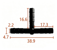 Raccord en T égal en nylon noir 3 voies pour système de refroidissement automobile, référence 12505, vente en gros