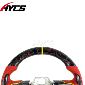 Volant en fibre de carbone forgé pour Ford Mustang 2015-2023 Cuir perforé LED RPM - Product Image 2