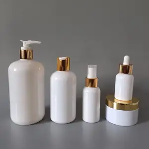 Luxury custom logo print plastic PET facial cleanser empty hotel shampoo bottles custom body wash lotion bottle jar set