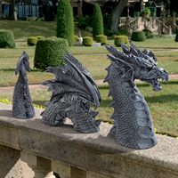 Statue de dragon gothique segmentée en résine, 3 pièces, imperméable, pour décoration extérieure de jardin, pelouse, cour, patio, maison