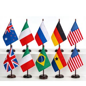 Banderas de Países del Mundo Decorativas Impresas Personalizadas de Fábrica, Bandera de Escritorio de Plástico con Soporte Nacional - Product Image 1