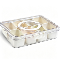 Plateau de service divisé en 8 compartiments, boîte à collation portable, récipient alimentaire pour fruits, légumes, collations pour enfants et adultes