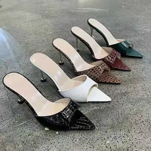 Sandálias femininas de salto alto, sapatos de bico ponteiro baratos para mulheres, sandálias de festa de verão, tamanho grande, 2022