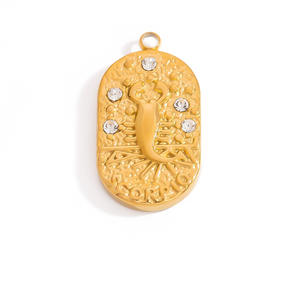 Colgantes de las Doce Constelaciones en Oro de 18K con Cristales de Estrás y Engaste de Bisel, Accesorios de Joyería DIY Unisex para Uso Diario - Product Image 3