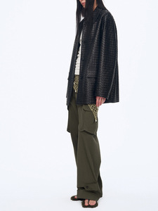 5176-1 Nuovo Design <span class=keywords><strong>Giacca</strong></span>-<span class=keywords><strong>Camicia</strong></span> Casual in Vera Pelle di Pecora Intrecciata per <span class=keywords><strong>Donna</strong></span> - Product Image 6