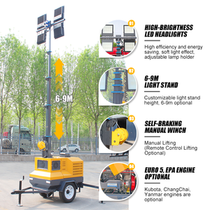 Tour d'éclairage mobile de 7 m avec générateur diesel et éclairage <span class=keywords><strong>LED</strong></span> pour la construction et l'exploitation minière - Product Image 4
