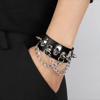 [Gorgeousxx] Bracelets en cuir PU à rivets et pampilles style gothique pour femmes, bijoux de fête punk