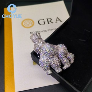New Trend Iced Out Gorilla 925 <b>Silver</b> VVS Moissanite Men Pendant Necklace Hip Hop <b>Charm</b> Pass Diamond Test with GRA - Product Image 3