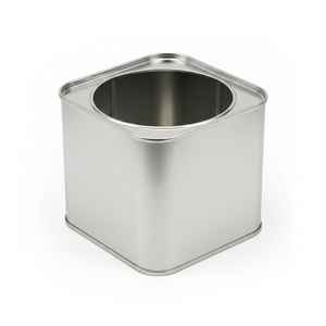 Kontensan Square Tin Can Olive Metal <b>Container</b> Model L341 158 X 158 X H175 mm 4 Lt - Product Image 2