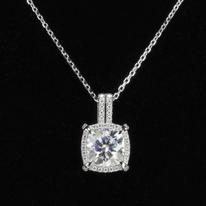 GoldleaF New Design Cushion Cut <b>Moissanite</b> <b>Necklace</b> 2.5CT D Color VVs1 <b>Moissanite</b> 925 Sterling Silver <b>Necklace</b> Anniversary - Product Image 1