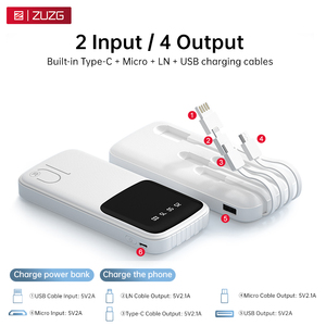 Zuzg xách tay 4 trong 1 được xây dựng trong cáp 10000mAh ngân hàng điện với Micro USB LED hiển thị & sử dụng ngoài trời - Product Image 5