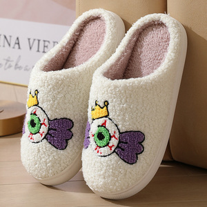 Nouvelle Collection Automne-Hiver – Chaussons Confortables Unisexe en Coton Doux et Fourrure, Motif Œil de Diable, Semelle Caoutchouc, Idéals pour l'Intérieur - Product Image 3
