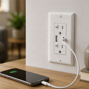 Enchufe de Pared Doble USB BAREP de 30W con Certificación CETLus, 15A 125V con PD3.0 Tipo-C y QC3.0 TR para Uso Residencial y Comercial - Product Image 4