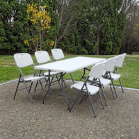 Table pliante de 6 pieds, table à manger pliante en plastique (blanc, PEHD, moule à souffler)