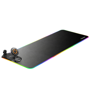 Alfombrilla de ratón de carga inalámbrica rápida 3 en 1 de 15W, alfombrilla de juego luminosa de Color <span class=keywords><strong>RGB</strong></span> con logotipo personalizado gratis, alfombrilla de ratón de cuero, cargador inalámbrico - Product Image 1