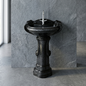 Lavabo sur pied en céramique Vitrosa bicolore fantaisie, couleur café, pour hôpital, villa, salle de bain - Product Image 3