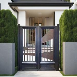 Puerta abatible <span class=keywords><strong>de</strong></span> aluminio <span class=keywords><strong>de</strong></span> alto estilo, revestimiento en polvo, <span class=keywords><strong>listones</strong></span> <span class=keywords><strong>de</strong></span> puerta <span class=keywords><strong>de</strong></span> entrada <span class=keywords><strong>de</strong></span> <span class=keywords><strong>madera</strong></span> terminados, valla <span class=keywords><strong>de</strong></span> granja <span class=keywords><strong>de</strong></span> jardín, enrejado, puerta corredera perfecta - Product Image 6