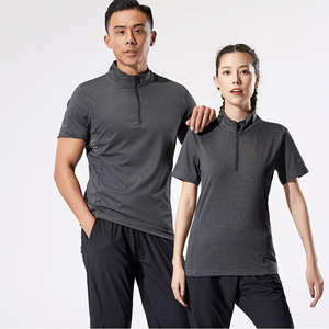 Professional Manufacture Men's Gym Training Long <strong>Sleeve</strong> Slim Fit <strong>T</strong> <strong>Shirt</strong> 1/4 Zip Pullover Muscle <strong>Shirts</strong> Sport Style Printed - Product Image 3
