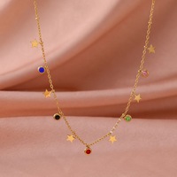 Nouveau collier pendentif étoile en zircon coloré en acier inoxydable pour femme, accessoire de niche sportif, haut de gamme pour la vie quotidienne