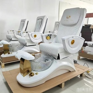 เก้าอี้นวดเท้าปรับเอนได้สีขาว พร้อมอ่างน้ำวนไฟฟ้า ระบบเจ็ทไร้ท่อ ไฟ LED 7 สี สำหรับร้านทำเล็บ - Product Image 5