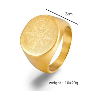 Anillo Unisex de Acero Inoxidable Estilo Vintage Yunnique, Diseño de Brújula, Estilo Hip Hop, Joyería de Regalo en Color Dorado y Plateado - Product Image 5