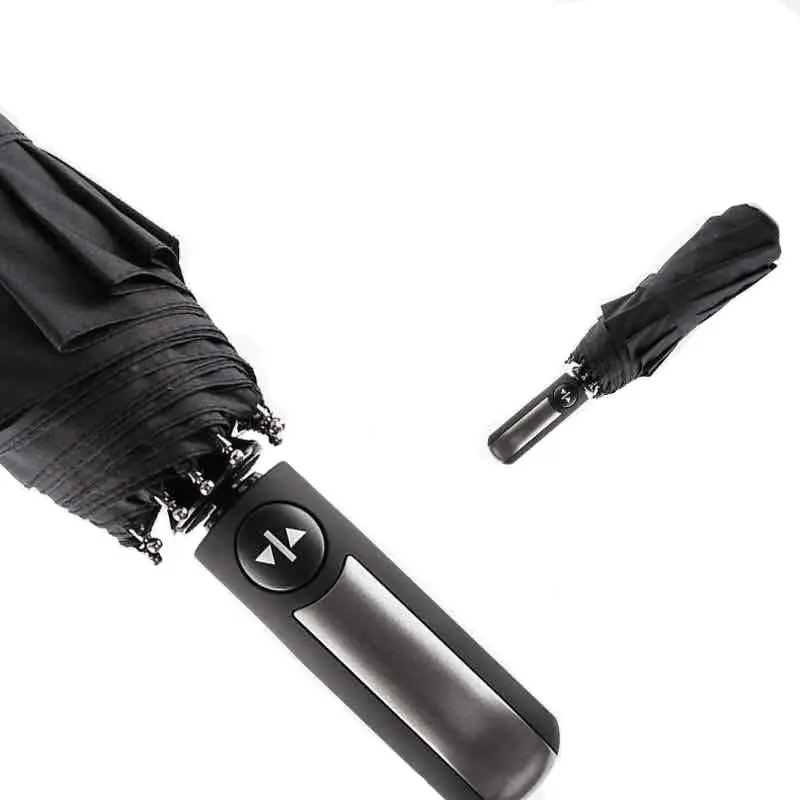 강한 바람 저항하는 우산 남자 비 여자 3 접히는 자동적인 휴대용 양산 긴 손잡이 사업 선물