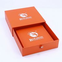 Boîte en papier orange personnalisée, écologique, réutilisable, avec poignées ondulées, pour bijoux, bagues, colliers, style tiroir