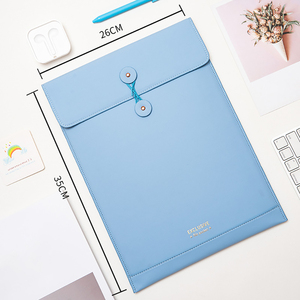 Porte-documents vertical en cuir PU vintage A4 pour bureau avec enveloppe postale à ficelle pour le classement - Product Image 3