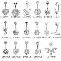 Vente flash - Anneau de piercing pour nombril en acier inoxydable et zircon, forme géométrique, bijoux de piercing corporel unisexe