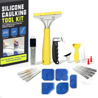 Kit de 23 outils de calfeutrage professionnels en acier inoxydable, grattoir, dissolvant de silicone et outils de finition, ensemble robuste pour salle de bain et cuisine