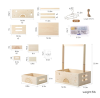 Panier de rangement pour vêtements de bébé avec poignée et balançoire, grande capacité, en bois, pour fête prénatale et placard