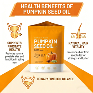 Huile de graines de <span class=keywords><strong>citrouille</strong></span> pressée à froid haute puissance et Saw Palmetto, formule 2-en-1, enrichie en Vitamine C, sans OGM, sans gluten, capsules de soutien urinaire - Product Image 4