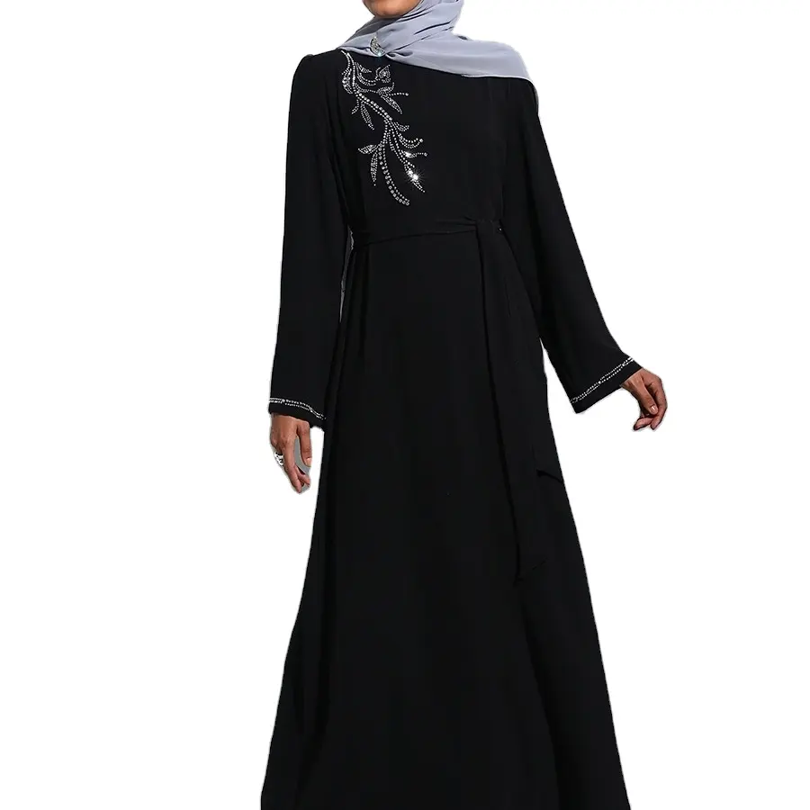 2024 ใหม่หรูหราRhinestone Abayaเสื้อสเวตเตอร์ถักแฟชั่นชุดราตรีEid Abaya Femmeเสื้อคลุมMuslimane Maxiชุดอิสลาม