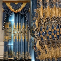 Cortinas Translúcidas de Lujo Estilo Europeo con Bordado Chenille y Patrón de Paisaje, Elegantes Cortinas Jacquard Huecas para Sala de Estar