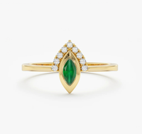 Anillos Modernos de Plata de Ley 925 con Baño de Oro de 18K y Esmeraldas Marquise de Alta Calidad