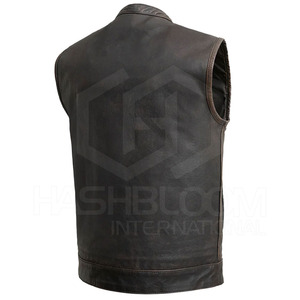 Gilet d'hiver en cuir véritable à col en V décontracté pour hommes avec couleurs personnalisables et logo Vêtements d'extérieur respirants - Product Image 5