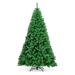 Colorful Lights 6FT Artificial Christmas Tree Flocked Green Xmax Tree Decoration Xmas Party Tree
