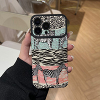 Étui pour iPhone 16 avec imprimé léopard zèbre, coque souple pour Apple 17 grand écran, design animalier