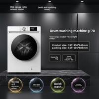 Nouvelle machine à laver électrique à tambour à inversion intégrée, écran couleur intelligent, 7 kg, entièrement automatique, économe en énergie, pour la maison et l'hôtel