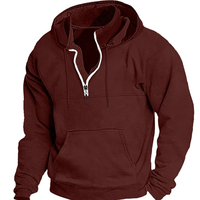 Sweat-shirt à capuche slim et tendance pour homme, motif uni, style décontracté, avec col montant brodé, manteau épais