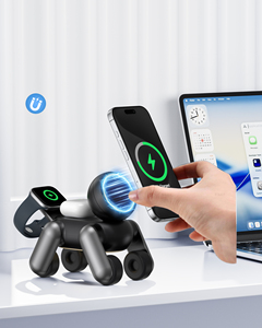 Station de charge <span class=keywords><strong>sans</strong></span> fil 3 en 1 en forme de chien, <span class=keywords><strong>chargeur</strong></span> magnétique rapide pour téléphone, 3 en 1 Qi 2.2 25W pour <span class=keywords><strong>Apple</strong></span> iPhone IWatch, plusieurs appareils - Product Image 2