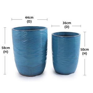 Maceta de Cerámica Esmaltada Azul Cielo con Textura de Olas del Océano, Ecológica, Duradera, para Interiores y Exteriores, Jardinera de Terracota, Decoración del Hogar - Product Image 3