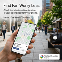 Etiqueta Inteligente de Seguimiento de Objetos de Plástico, Resistente al Agua IP6X, Localizador para Android, Funciona con Google Find Hub para Llaves, Bolsos y Equipaje