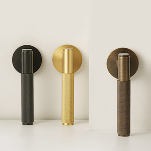 Bộ tay nắm cửa bằng đồng thau có khía, bộ khóa cửa trong nhà, khóa từ, cửa giả, kiểu EU - Product Image 6