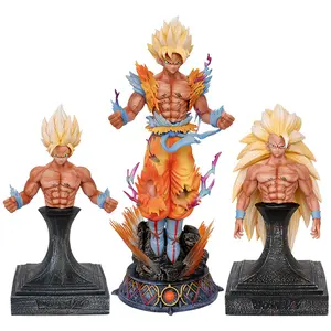 New arrival japanese anime dragon balls z super saiyan three status goku Body replaceable action figures for kid gift