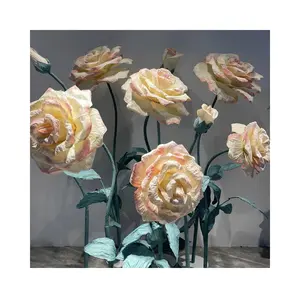 E-HB010 Backdrop Decor Display Shopping Flowers Large Big Flower Paper Artificial Giant Wedding Champagne Paper Flowers