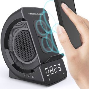 Portable Wireless Charger Bluetooth <b>Speaker</b> with <b>LED</b> Clock & Night Light - High Definition Sound and Smart Alarm for Daily Use - Product Image 2